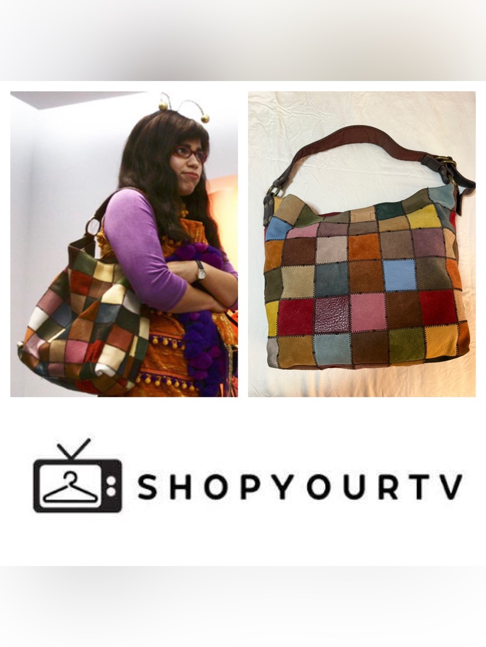 Rare Ugly Betty Y2K Lucky Brand Leather Suede Patchwork Hobo Bag - Seen on TV